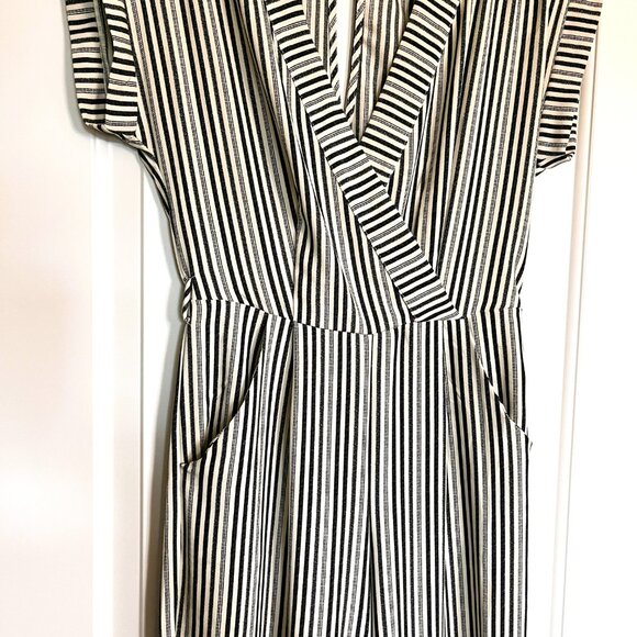Monteau Los Angeles Striped Jumpsuit Dress – Size XL – Black & White – Polyester - Picture 6 of 7